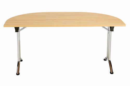 OUFT1680DENDCRNO | The One Union D-End Folding Table is a versatile piece of furniture that is perfect for multi-functional rooms where space is at a premium. The D-End shaped tilting table allows for easy adjustment with manual adjustment thumb wheels to tilt the top to the desired angle. The table is also mobile, thanks to the lockable castors, making it easy to move around as needed. When not in use, the table can be nested away for space saving. This table is ideal for use in offices, schools, or any space where flexibility and functionality are key. With its durable construction and sleek design, the One Union D-End Folding Table is a great investment for any space.