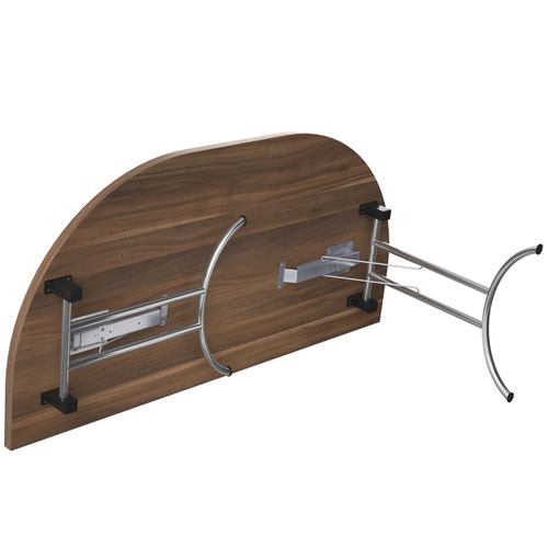 One Union D-End Folding Table (FSC) 1600 X 800 Dark Walnut/Silver
