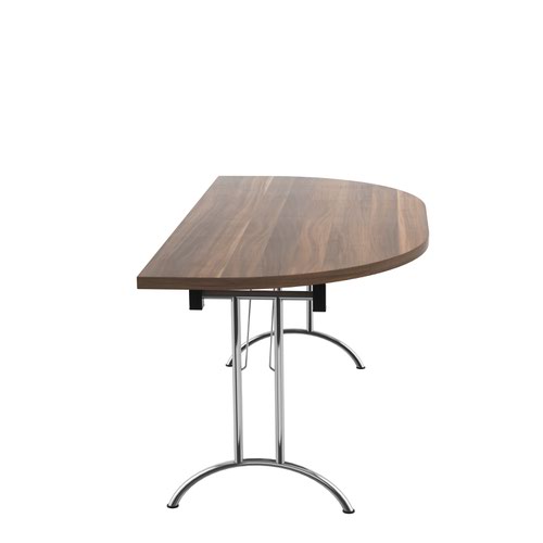 One Union D-End Folding Table (FSC) 1600 X 800 Dark Walnut/Silver