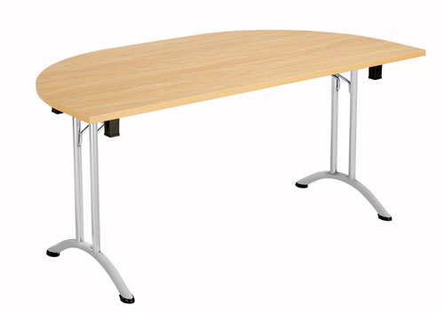 One Union Folding Table 1600 X 800 Silver Frame Nova Oak D-End Top