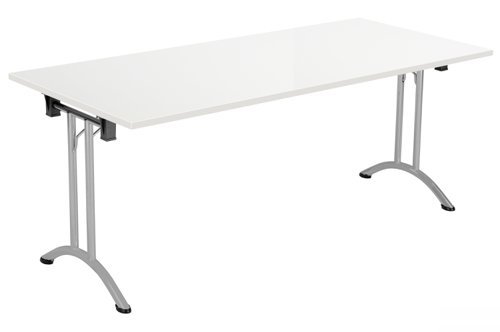One Union Rectangular Folding Table 1600 X 800 White/Silver