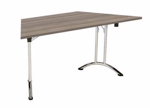 One Union Trapezoidal Folding Table 1600 X 800 Grey Oak/Chrome