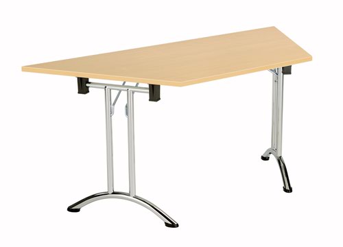 OUFT1680TRAPCRNO | The One Union Trapezoidal Folding Table is the perfect addition to any multi-functional room where space is at a premium. Its rectangular shaped tilting table can be adjusted with manual adjustment thumb wheels, making it easy to customize the angle to your needs. The table's sturdy secure feet ensure that it stays in place, even during heavy use. And when not in use, it can be nested away for space-saving convenience. This mobile table is perfect for classrooms, conference rooms, and more. With the One Union Trapezoidal Folding Table, you'll have a versatile and durable workspace that can adapt to your needs.