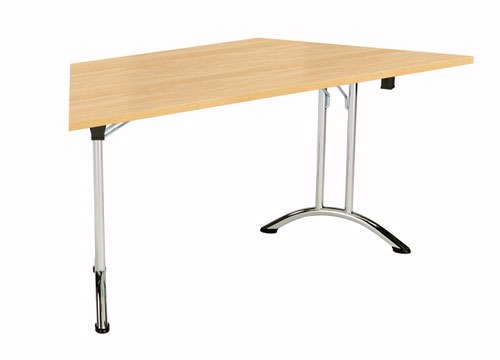 One Union Folding Table 1600 X 800 Chrome Frame Nova Oak Trapezoidal Top