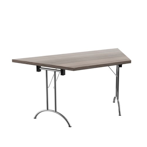 OUFT1680TRAPSVGO | The One Union Trapezoidal Folding Table is the perfect addition to any multi-functional room where space is at a premium. Its rectangular shaped tilting table can be adjusted with manual adjustment thumb wheels, making it easy to customize the angle to your needs. The table's sturdy secure feet ensure that it stays in place, even during heavy use. And when not in use, it can be nested away for space-saving convenience. This mobile table is perfect for classrooms, conference rooms, and more. With the One Union Trapezoidal Folding Table, you'll have a versatile and durable workspace that can adapt to your needs.