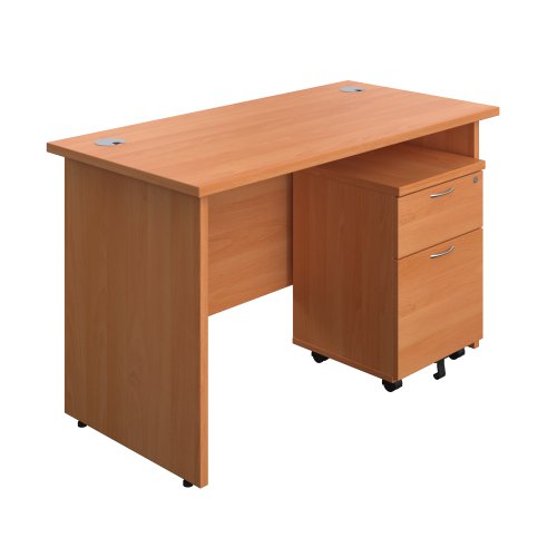 Panel Rectangular Desk + 2 Drawer Mobile Pedestal Bundle 1200X600 Beech/Beech