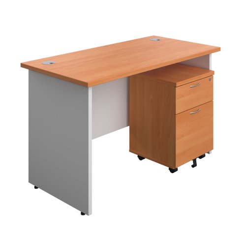 Panel Plus Rectangular Desk + 2 Drawer Mobile Pedestal Bundle