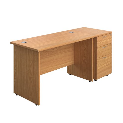 Panel Rectangular Desk + 3 Drawer Desk High Pedestal Bundle (FSC) 1200X600 Nova Oak/Nova Oak