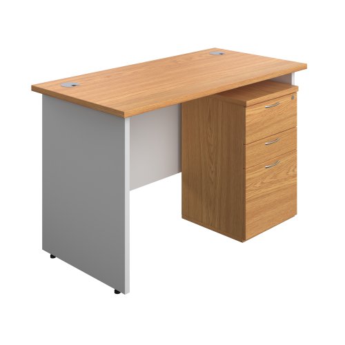 Panel Plus Rectangular Desk + 3 Drawer High Mobile Pedestal Bundle