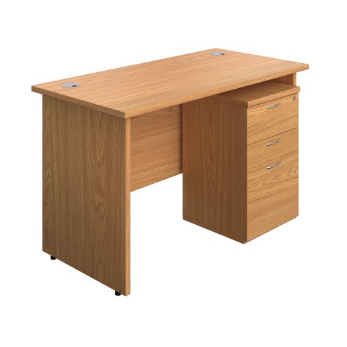 Panel Rectangular Desk + 3 Drawer Under Desk Pedestal Bundle 1200X600 Nova Oak/Nova Oak
