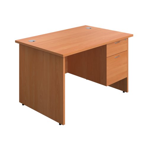 Panel Rectangular Desk + 2 Drawer Fixed Pedestal Bundle 1200X800 Beech/Beech