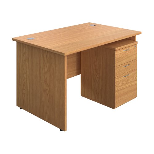 Panel Rectangular Desk + 3 Drawer High Mobile Pedestal Bundle 1200X800 Nova Oak/Nova Oak