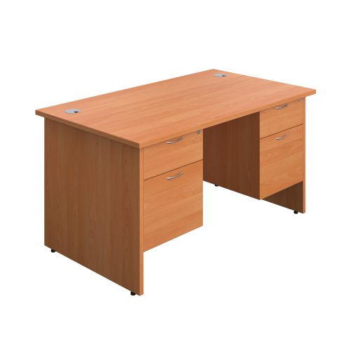 Panel Rectangular Desk + 2 X 2 Drawer Fixed Pedestal Bundle (FSC) 1400X800 Beech/Beech