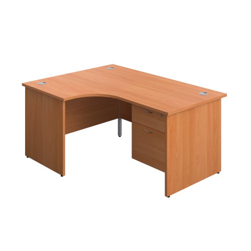 Panel Left Hand Radial Desk + 2 Drawer Fixed Pedestal Bundle (FSC) 1600X1200 Beech/Beech