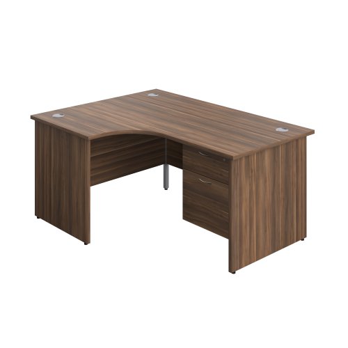 Panel Left Hand Radial Desk + 2 Drawer Fixed Pedestal Bundle (FSC) 1600X1200 Dark Walnut/Dark Walnut