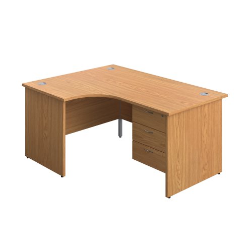Panel Left Hand Radial Desk + 3 Drawer Fixed Pedestal Bundle (FSC) 1600X1200 Nova Oak/Nova Oak