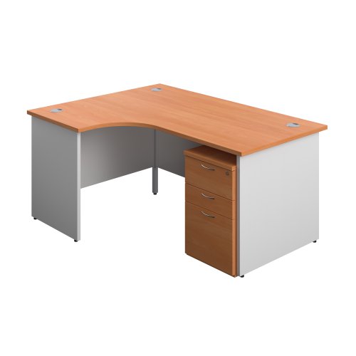 Panel Plus Left Radial Desk + 3 Drawer High Mobile Pedestal Bundle