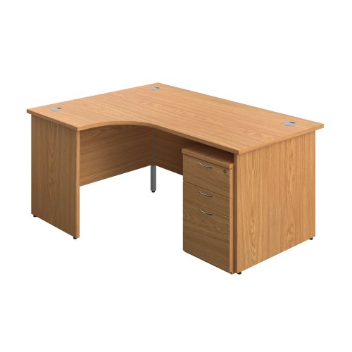Panel Left Hand Radial Desk + 3 Drawer High Mobile Pedestal Bundle (FSC) 1600X1200 Nova Oak/Nova Oak