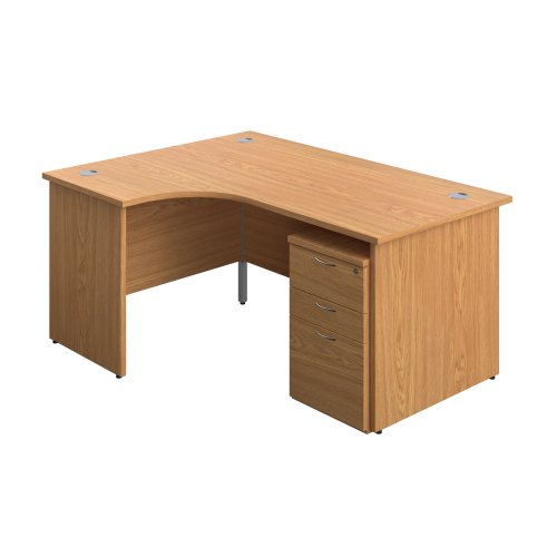 Panel Left Hand Radial Desk + 3 Drawer High Mobile Pedestal Bundle