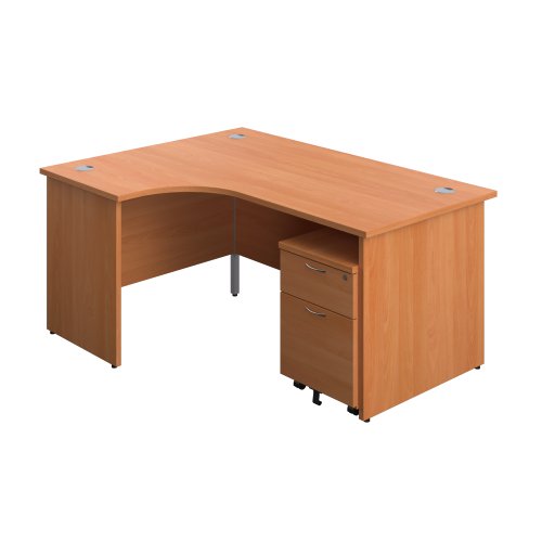 Panel Left Hand Radial Desk + 2 Drawer Mobile Pedestal Bundle