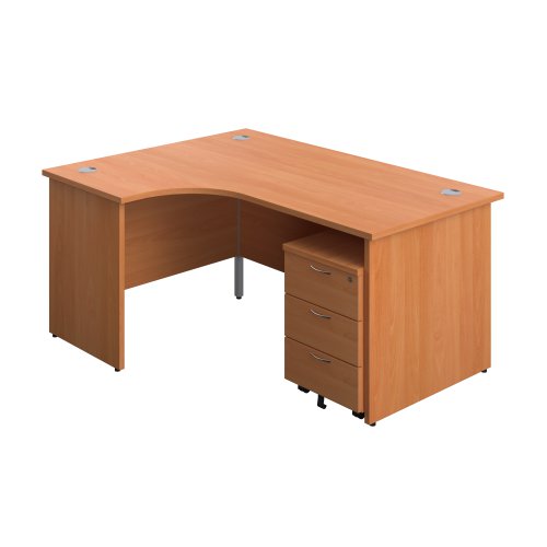 Panel Left Hand Radial Desk + 3 Drawer Mobile Pedestal Bundle