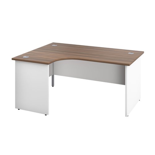 Panel Left Hand Radial Desk 1600X1200 Dark Walnut/White