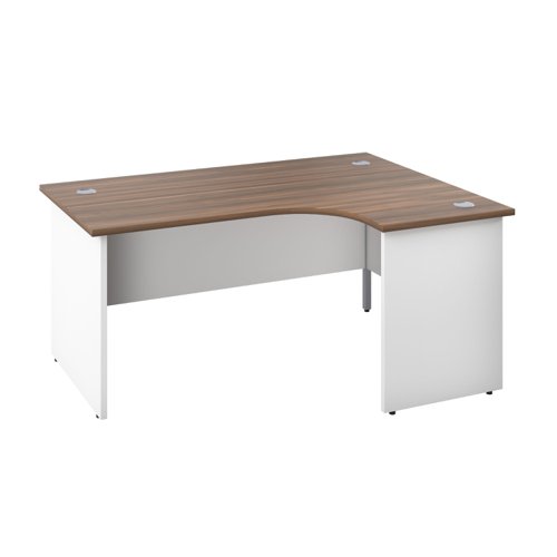 Panel Right Hand Radial Desk 1600X1200 Dark Walnut/White