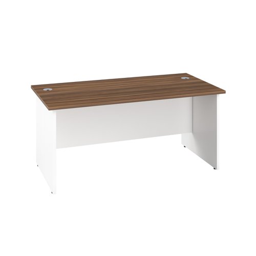 Panel Rectangular Desk: 600mm Deep 1600X600 Dark Walnut/White