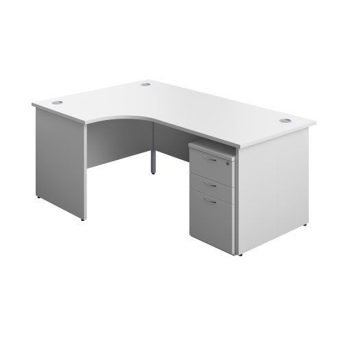 Panel Left Hand Radial Desk + 3 Drawer High Mobile Pedestal Bundle (FSC) 1800X1200 White/White