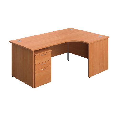 Panel Right Hand Radial Desk + 3 Drawer High Mobile Pedestal Bundle 1800X1200 Beech/Beech