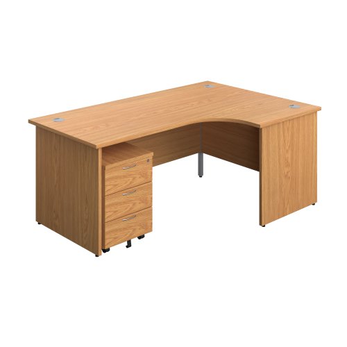 Panel Right Hand Radial Desk + 3 Drawer Mobile Pedestal Bundle (FSC) 1800X1200 Nova Oak/Nova Oak
