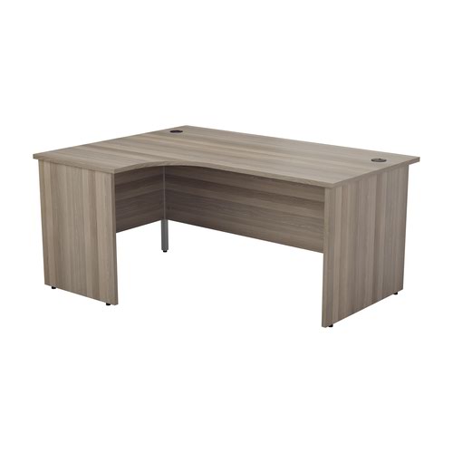 1800X1200 Panel Left Hand Radial Desk Beech + Desk High 3 Drawer Ped Grey Oak