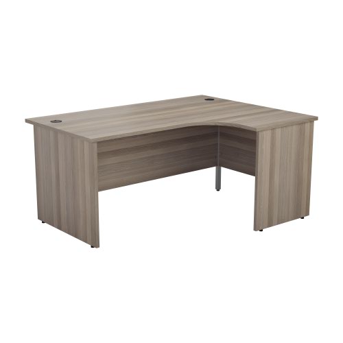 1800X1200 Panel Right Hand Radial Desk Beech + Desk High 3 Drawer Ped Grey Oak