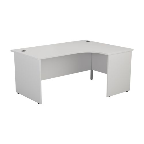 1800X1200 Panel Right Hand Radial Desk Beech + Desk High 3 Drawer Ped White