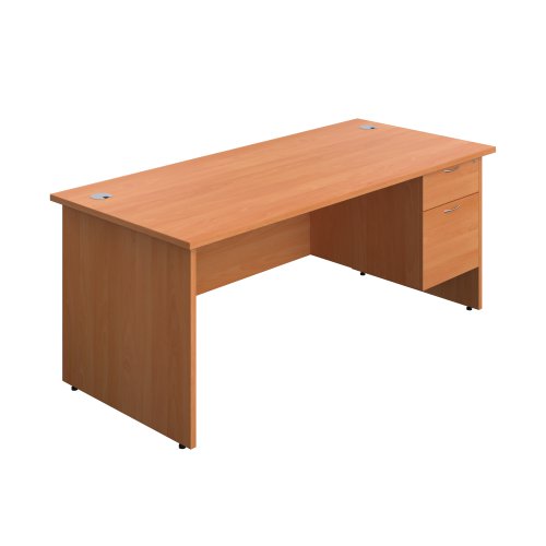 Panel Rectangular Desk + 2 Drawer Fixed Pedestal Bundle (FSC) 1800X800 Beech/Beech