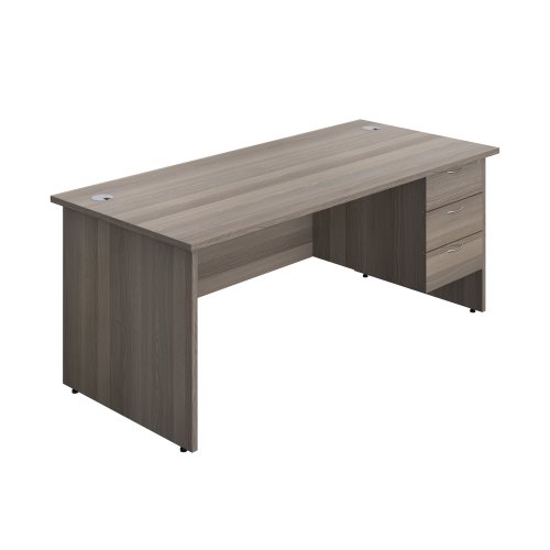 Panel Rectangular Desk + 3 Drawer Fixed Pedestal Bundle (FSC) 1800X800 Grey Oak/Grey Oak