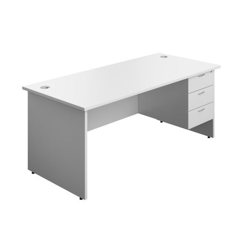 Panel Rectangular Desk + 3 Drawer Fixed Pedestal Bundle (FSC) 1800X800 White/White