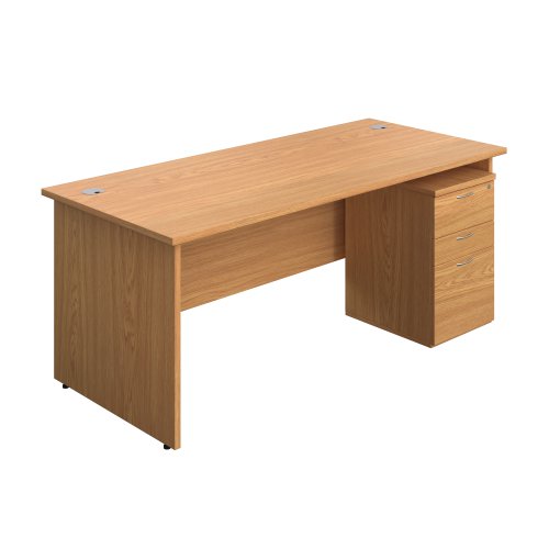 Panel Rectangular Desk + 3 Drawer Under Desk Pedestal Bundle (FSC) 1800X800 Nova Oak/Nova Oak