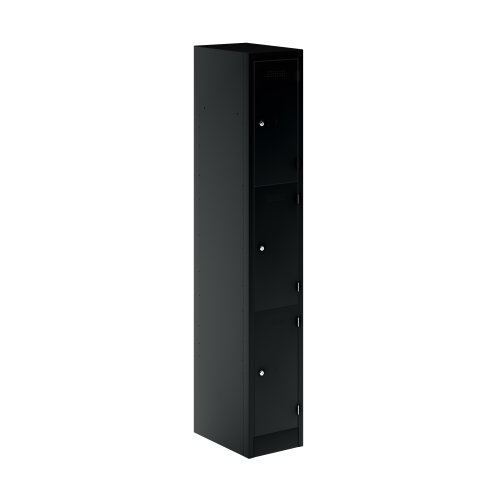 Primary 3 Door Single Locker Column Black