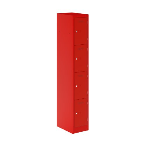 Primary 4 Door Single Locker Column Cardinal Red