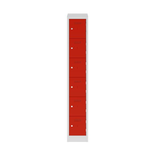 Primary 6 Door Single Locker Column Cardinal Red