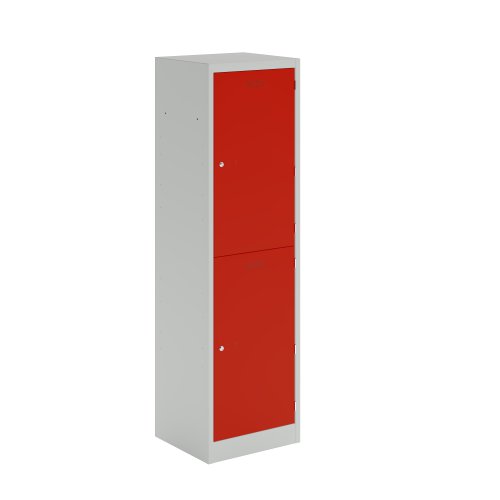 Lower Height Locker 1370 X 300 X 300 2 Door Light Grey/Cardinal Red