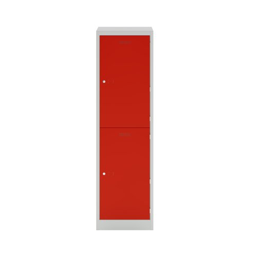 Lower Height Locker 1370 X 300 X 300 2 Door Light Grey/Cardinal Red