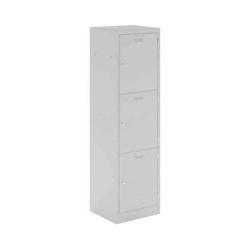 Lower Height Locker 1370 X 300 X 450 3 Door Light Grey