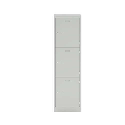 Lower Height Locker 1370 X 300 X 450 3 Door Light Grey