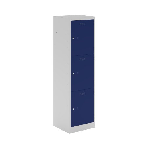 Lower Height Locker 1370 X 300 X 450 3 Door Light Grey/Oxford Blue