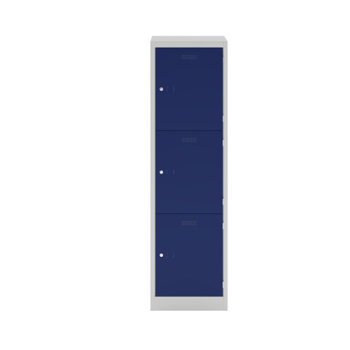 Lower Height Locker 1370 X 300 X 450 3 Door Light Grey/Oxford Blue