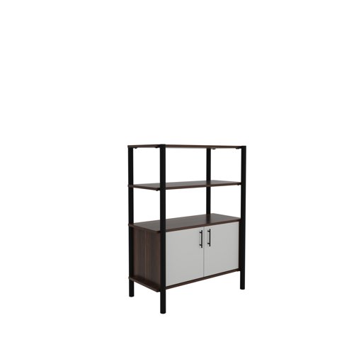 Pose Wooden Storage 900W X 460D X 1200H Dark Walnut/Black