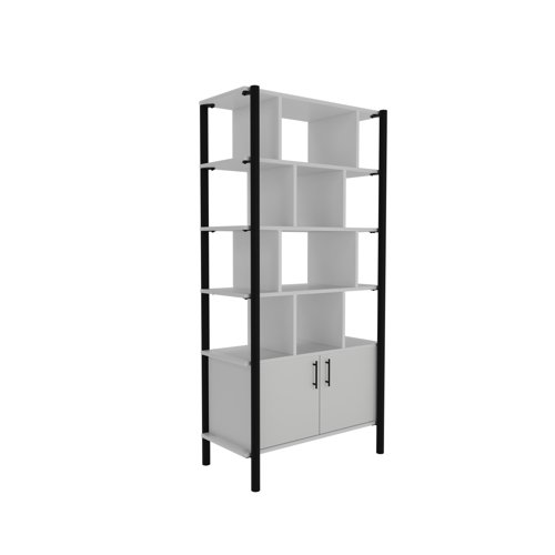 Pose Wooden Storage 900W X 460D X 1800H White/Black