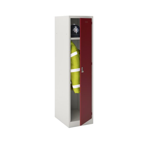 Police Locker (Includes 1 X Shelf And 1 X Coat Rail): Light Grey/Cardinal Red